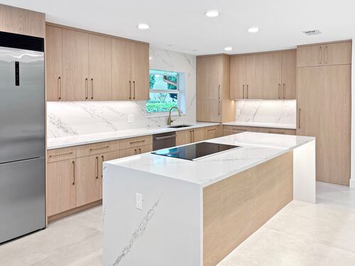 Custom kitchen cabinetry and island detail