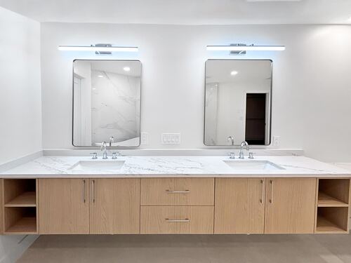 Bathroom remodel with custom vanity cabinetry
